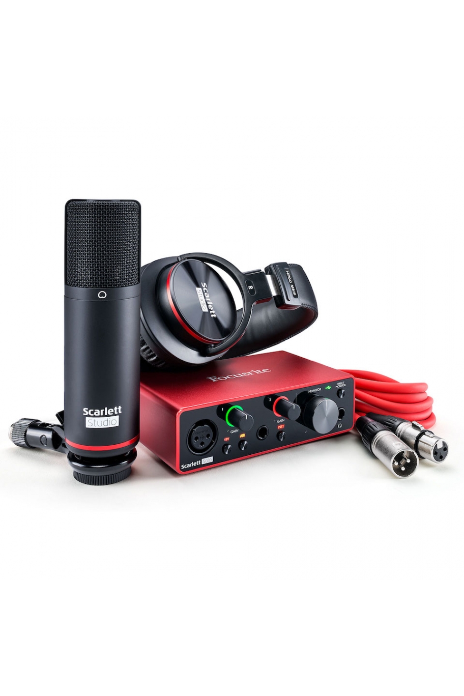 Focusrite Scarlett Studio Bundle – Interfaccia Audio USB Con Microfono, Cuffie E Cavi – Registrazione Da Studio In Casa